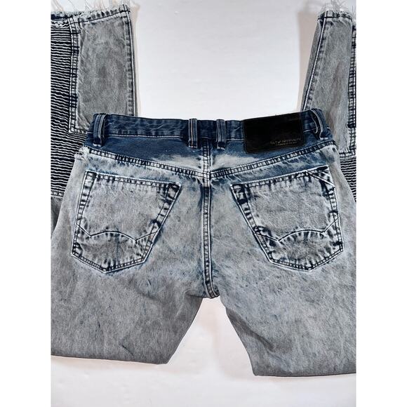 Cult of Individuality Mens Greaser Moto Blue Jeans  32X34 Japanese Selvedge - Picture 8 of 8